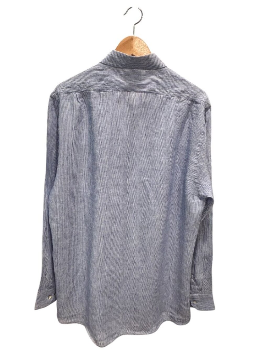 Jachs NY Blue Stripe Button Shirt Linen Blend Madison Fit Mens Large - Picture 3 of 11
